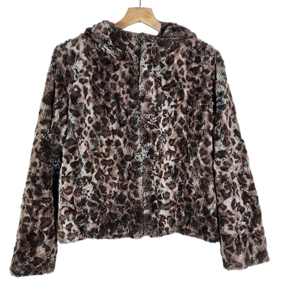 Milano Faux Fur Full Zip with Pockets Hooded Jacket Size Small